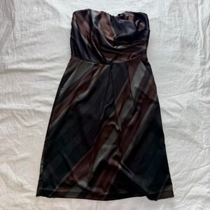 Y2k The Limited Strapless Dark Plum, Brown, Navy and Burgundy Dress Sz 6